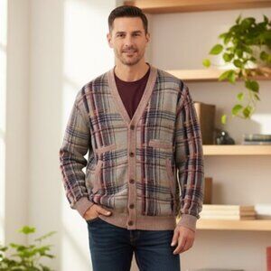 UNDERCOVER Co LTD Cardigan Vintage Plaid Japan Wool Cashmere Sweater Size L